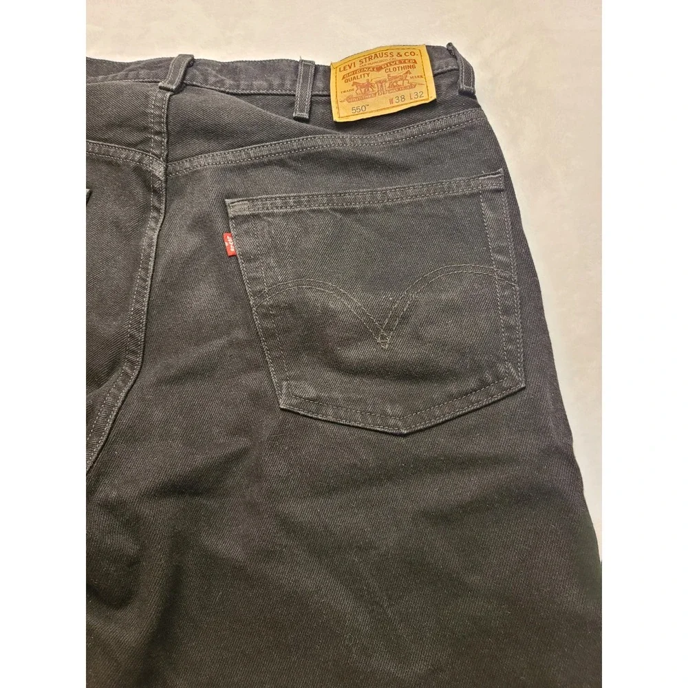 Levis 550 Relaxed Fit Black Denim‎ Jeans Mens 38x32 Pants Five Pocket Zip Fly